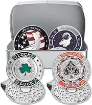 Jebor Golf Ball Markers with Hat Clips and Storage Box Value Sets for Men Women Golfer, Removable Attaches Easily to Golf Cap Premium Gifts Golf Ball Marker hat Clip