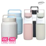 【THERMOCAFE凱菲】超值2入_不鏽鋼大口徑真空保溫食物罐650ML+隨手瓶500ML(TCHF-650+TCTH-500)