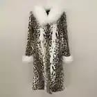 Luxury Winter Coat Women Thick Warm Leopard Print Real Rabbit Fox Fur Jacket
