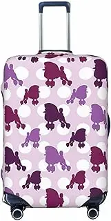 [CADREWY] purple Poodle Polka Dot Print Travel Suitcase Cover Luggage Protector with Elastic Anti Scratch for Carry On, Black, Medium