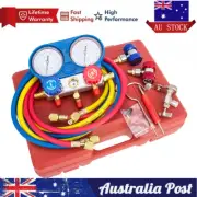 HVAC A/C Manifold Gauges Refrigerant Set 5 FT Hose Vacuum Pump R134a R410a R22