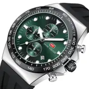 Sports Quartz Mens Watches Chronograph Waterproof Watch for Men Silicone Strap