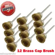 12 Rotary Brass Cap Wire Brush Arbor for Dremel Fordom Tool 1/8" Shank Polish