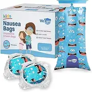 Kids Vomit Bags Disposable 20 Pack - Individually Wrapped Barf Bags with Cute Monster Print - Leak Proof Self Sealing Emesis Bags for Motion Car Sickness and Nausea - Ideal for Taxis, Airplane Travel