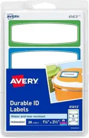 Avery Kids Durable Labels, Handwrite Only, 1-1/4" x 3-1/2" Labels,