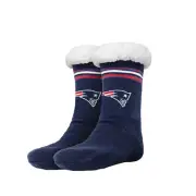 FOCO NFL New England Patriots Solid Stripe Logo Footy Slippers