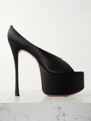 [Amina Muaddi] Amina Muaddi - Anok Satin Platform Sandals - Black - IT38 IT 38 Black
