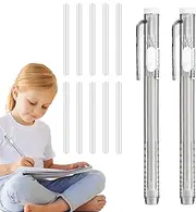 Pack of 12 Retractable Mechanical Eraser Pens, Pen Style Erasers with 10 Replacement Eraser Refills for School Home Office Artist Drawing