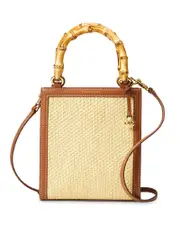 Veronica Beard Small Raffia Bamboo Shopper Bag