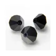 6mm Jet Black Bicone Czech Faceted Glass Beads (25)