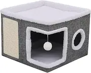 Indoor Cat Shelter - Semi-Closed Cats Condo, Warm Pet Bed | Comfortable Nest Cave, Cozy Sleeping House, Cat Resting Spot for Pets and Kittens at Home
