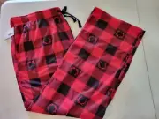 MEN'S PAJAMA/LOUNGE PANTS SIZE XXL RED BUFFALO PLAID W/ ANTLERS ELASTIC WAIST