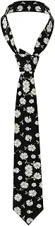 [CADREWY] Daisy Print Soft Men Necktie Classic Tie For Weddings And Special Occasions Ties Business, Black
