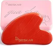 BESKAR Gua Sha Facial Tools, Natural Jade Stone Guasha Masaager for Jawline Sculpting, Tighten Face Skin and Reduce Wrinkles, Face Scraping Massage Tool, Skin Care Gift