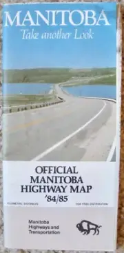 NOS Vintage 1984/85 MANITOBA, CANADA, Large Road MAP; w/City Insets