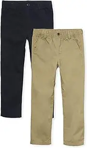 [The Children's Place] Boys Stretch Chino Pants, Flax/New Navy 2-Pack, 14 Plus
