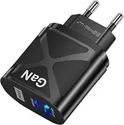 65w Portable Charger | Fast Charging 2-Port USB Charger,QC3.0 Phone PD Fast Charge Charger for Computer, Travel, Phone