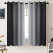Grommet Ombre Room Darkening Curtains 63 inch Length, Black and Greyish White...