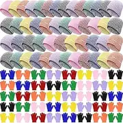 [Chuarry] 144Pcs/72Set Winter Beanie and Gloves Bulk Kids Knit Hat Gloves Pack Unisex Cold Weather Cap for Boys Girls Gift