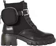 [JustFab] Tanzi Lug Sole Booties for Women - Chunky Heeled Combat Boots, Faux Leather Platform Boots, Womens Booties, Womens Boots