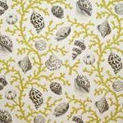 P Kaufmann SEA SHELL BRANCH Gold CITRON Home Decor Drapery Curtain Fabric BTY