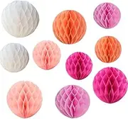 Daily Mall 10pcs 8 inch & 10 inch Honeycomb Balls Party Pom-Pom Tissue Paper Decoration Wedding & Birthday Balls (Style-2)