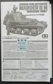Tamiya 1/35 Scale Marder III M - Decals & Directions from Kit No. 35364