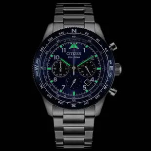 【CITIZEN 星辰】光動能航空計時錶 43mm 藍(CA4554-84L)