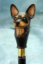 Chihuahua Dog Head Handle Carved Walking Wooden Walking Stick Cane Best Gift