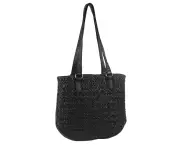 Pierre Cardin Woven Leather Ladies Shoulder Bag - Black