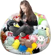 Clear Stuffed Animal Storage Bean Bag Chair Cover for Kids, Extra Large Waterparoof Beanbag Chair Cover with Zipper, PVC Bean Bag Chair for Children Plush Toys Storage & Organizing