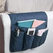 Sofa Armrest Organizer Pockets,Hanging Storage Bag,Sofa Armrest Organize Remote Control Holder Armchair Caddy Organizer with 5 Pockets, Non-Slip Couch Remote Control Holder Couch (Color : Blu, Size