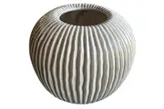 Hill Interiors Pallida Collection Striped Vase (Brown/White/Gold) - UTHI5111
