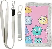 [Yoogain] Cartoon Funny Cute Monsters Colorful fold wallets for woman unique billfold with lanyard, cartoon Funny cute monsters colorful, 1 size, Fashion