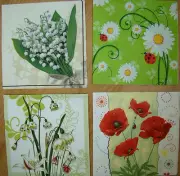 4 sets paper napkins,lilly of the valley,poppy,daisy,snowdrop,33cm-2ps,decoupage