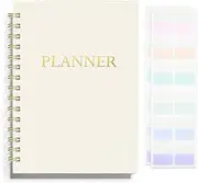 Undated Weekly and Monthly Planner Spiral Bound- Weekly Goals Notebook, To Do List, Habit Tracker Journal, Academic, Aesthetic, Stylish School or Office Supplies (6.1" x 8.4" - Cream)