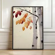 Birch Tree Painting Nature Inspired Wall Art Print Japandi Style Minimalist Birch Tree Art Dopamine Decor Bedroom Living Dining Room