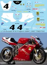 1/12 Decals for Ducati 916 SBK 1997 Carl Fogarty TB Decals TBD702