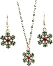 [LIGIGWASH] 1 Set Christmas Snowflakes Jewelry Pendant Necklace Earrings for Women and Chic Holiday Accessories for Christmas Parties and Festive Gatherings