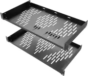 2PCS 1U Universal Server Rack Shelf, 10" Deep Vented Cantilever Mount Tray, for