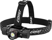 Coast XPH34R 2075 Lumen USB-C Rechargeable-Dual Power LED Headlamp with Pure Beam Twist Focus and Magnetic Base, Multicoloured