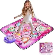 Dance Mat for Girls - Light-Up Musical Dance Pad with Music, 7 Fun Game Modes, Rechargeable & Portable, Kids Aged 3-12 Years (Pink)