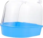 GANAZONO Caged Bird Bath for Small Birds Covered Bath Cage for Budgies Canaries Parrots Design for Indoor Outdoor Use Blue