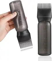 2-Pack Root Comb Applicator Bottle - 6oz Hair Dye Oil Applicator Brush with Graduated Scale - Black Hair Coloring Tool