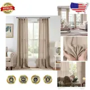 Soft Taupe Linen Blend Drapes 96" Long - Versatile Rod Pocket & Back Tab Set