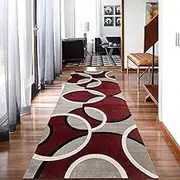 Carpet Runner Rugs for Hallway Long Kitchen Rugs, Washable Low Pile - Hall Runner Floor Area Rugs for Bedroom Entrance Laundry, Red Runner Rug and Mat for Door Floor(60x150cm)