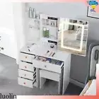 Dressing Table Makeup Vanity Set with Mirror Hollywood Light Stool Set Organizer