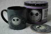 DISNEY Nightmare Before Christmas Skeleton Mug Coaster Keepsake Box Tin Gift SET