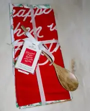 Hallmark Christmas Magic Happens When We're Together Tea Towels Wooden Spoon Set