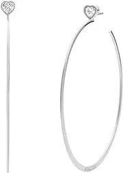 Michael Kors Silver-Tone Hoop Earrings for Women; Huggie Earrings for Women; Stainless Steel Earrings; Jewelry for Women